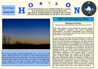 Link to the RASC NB Horizon Newsletter for Spring 2018