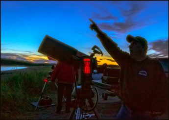 SJAC member Mike Powell pointing out some stars at Saints Rest beach in Saint John, NB