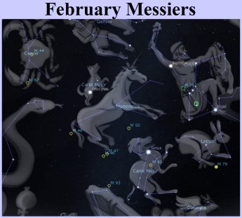 Messier objects for the month of February complied by Curt Nason.
