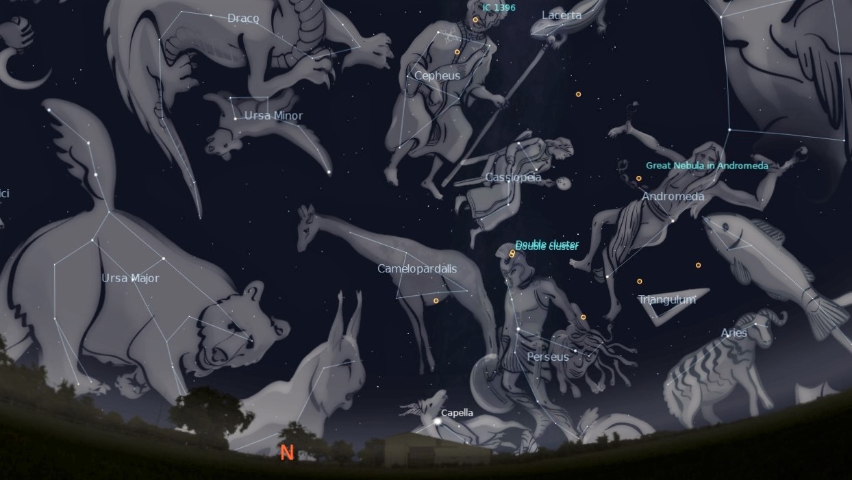 Photo showing the northern sky and constellations in autumn.