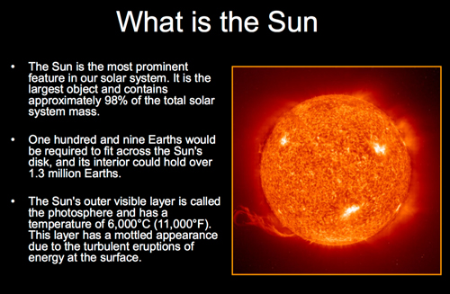 A short pdf presentation of Saint John astronomer Mike Powell about the Sun.