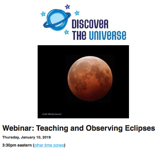 Link to free webinar on observing eclipses-