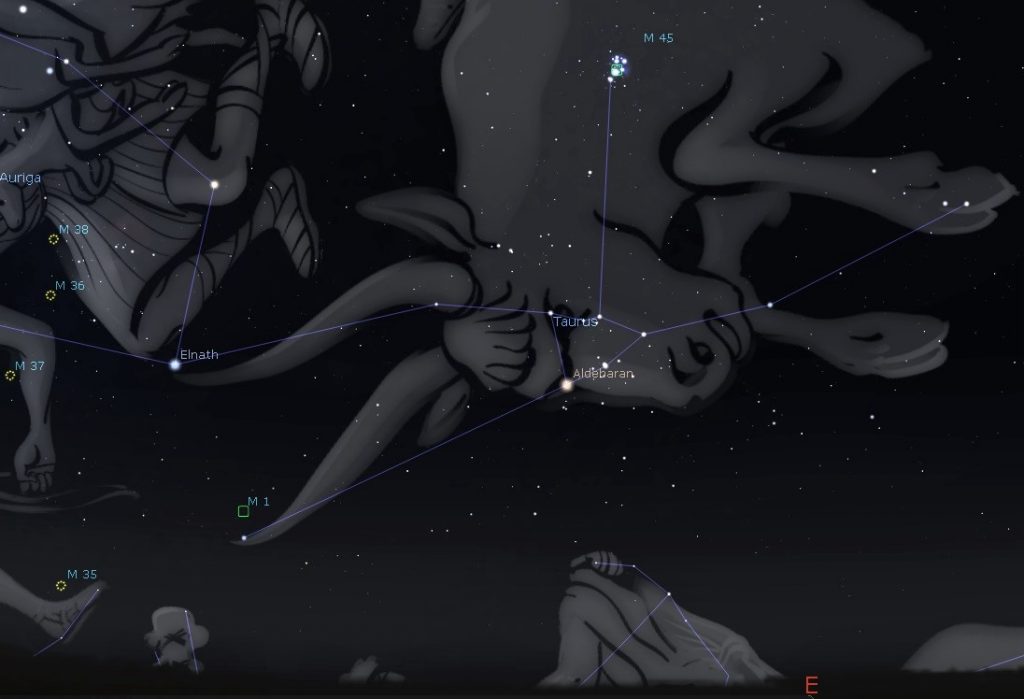 Photo showing the Pleiades Star Cluster or M45 on the constellation Taurus the Bull.